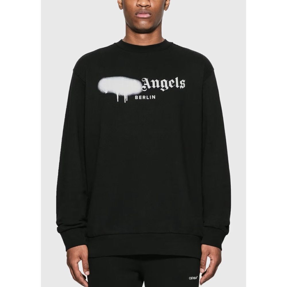 Palm Angels Oversized Unisex Berlin Sprayed Logo Sweatshirt in Black Size S